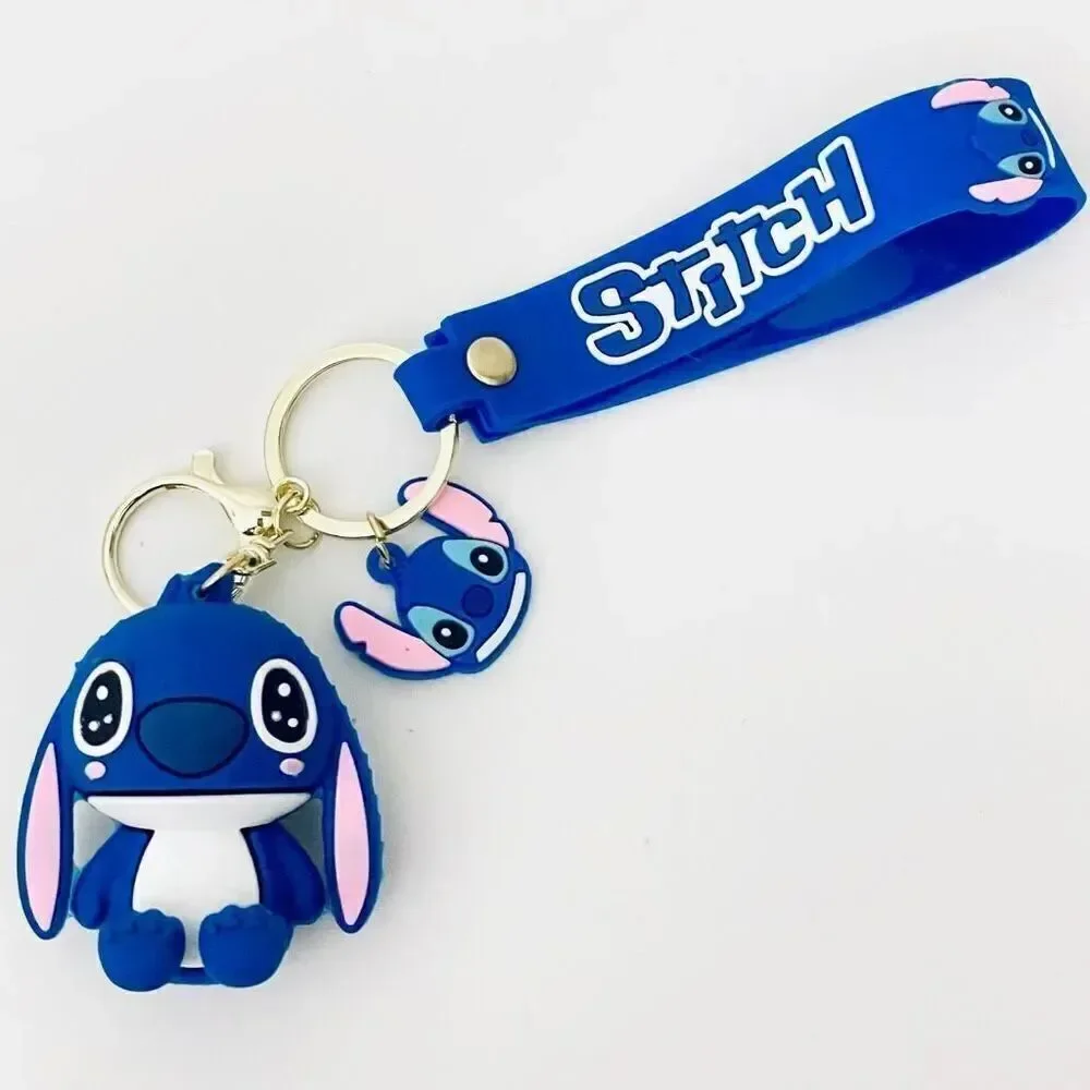 NWT Disney We love Stitch on Moped Blue Wristlet Key holder Keyring Keychain